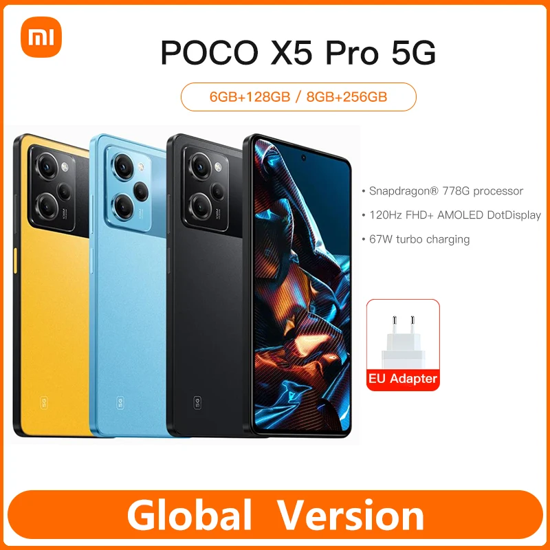 

POCO X5 Pro 5G Global Version Smartphone 128GB/256GB Snapdragon 778G 120Hz Flow AMOLED DotDisplay 108MP 67W NFC