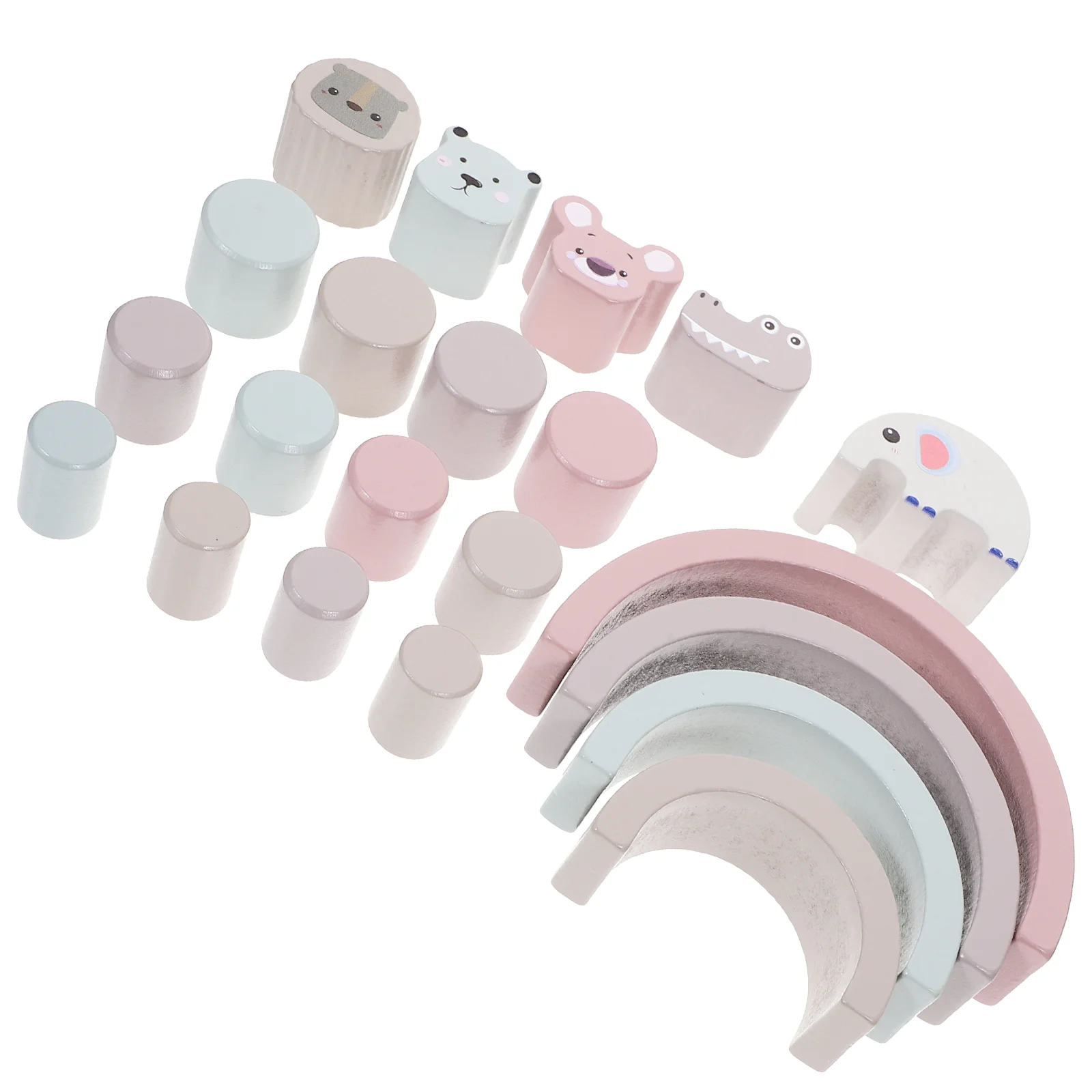 

Toddler Cartoon Wooden Toy Blocks Stacking Toys Rainbow Party Kids Children Building Animal-shaped Balance