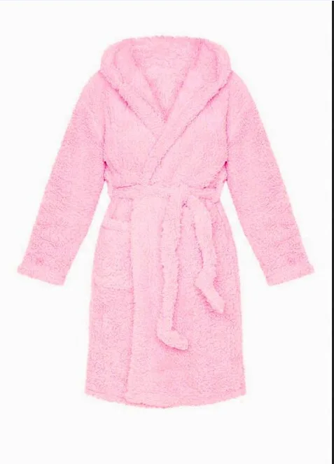 

European and American Coral Velvet Night-Robe Furry Ears Lace up Casual Pajamas