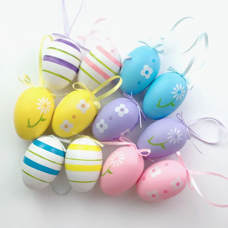 

12 Pcs Easter DIY Hand Painted Eggs Simulation Eggs Kindergarten Coloring Toy Eggs Good For Happy Easter Party Home Decorate