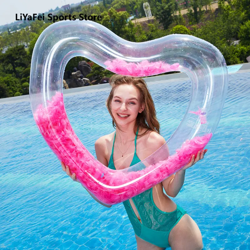 

Feather Heart Swimming Ring Love Woman Inflatable Circle for Adult Pool Float Swimming Circle Summer Beach Inflatable Buoy