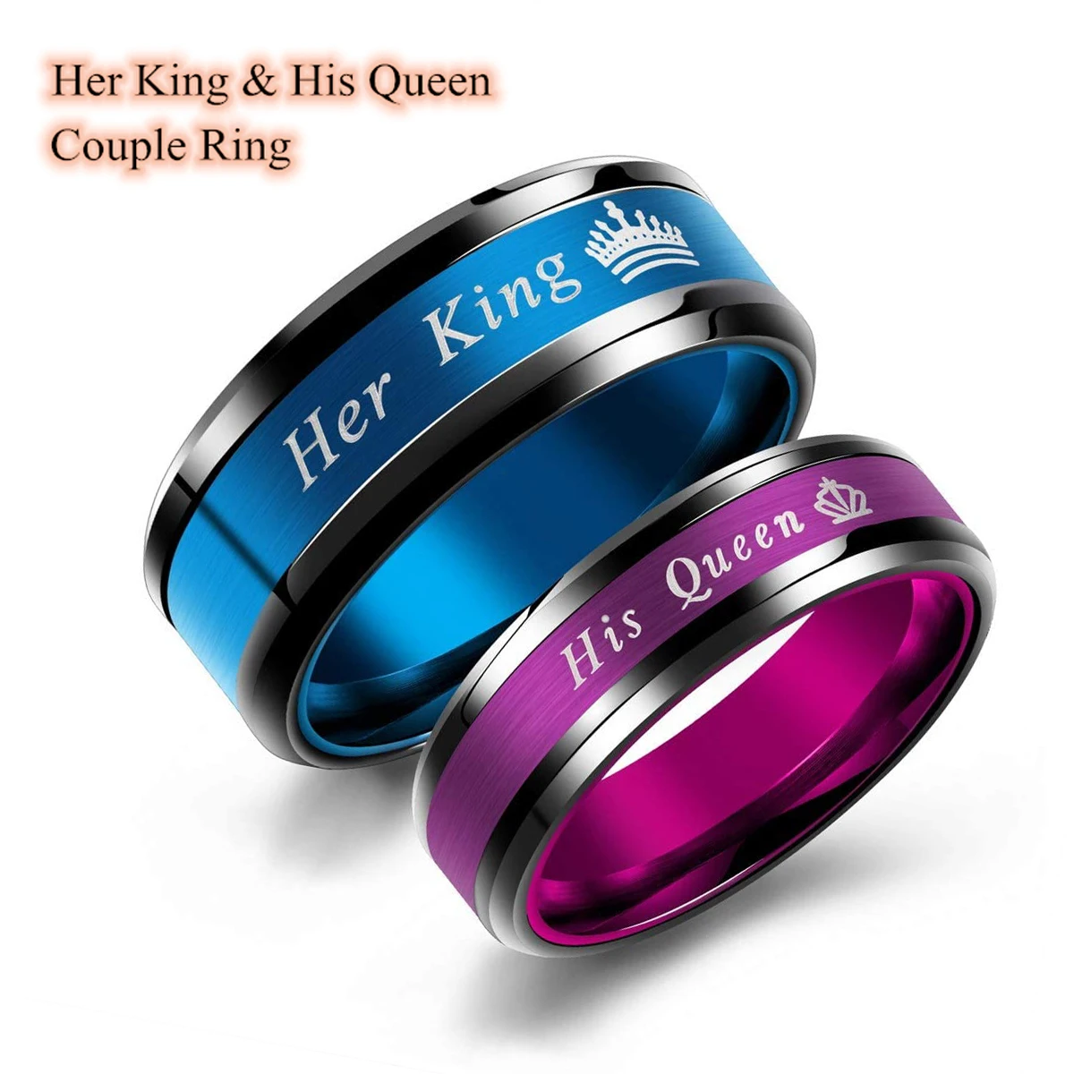 

Fashion Couple Rings Her King His Queen Statement Ring Romantic Stainless Steel Crown Ring Anniversary Wedding Band Jewelry Gift