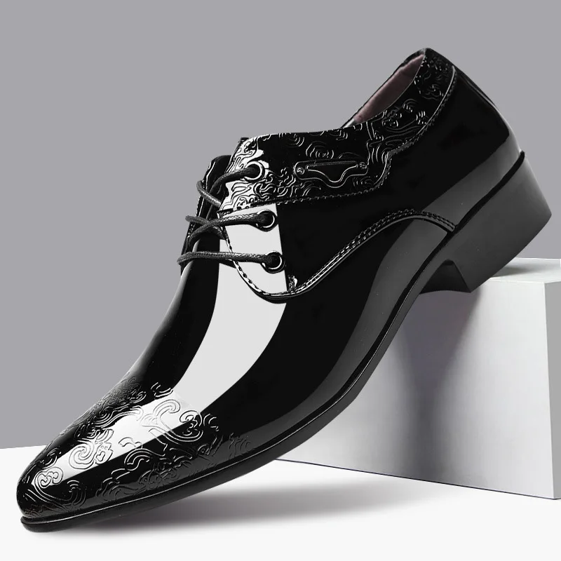 

Men's Dress Shoe Clould Patent Leather Men Wedding Oxford Shoes Lace-Up Office Suit Men's Casual Shoes Luxury Italian Plus Size