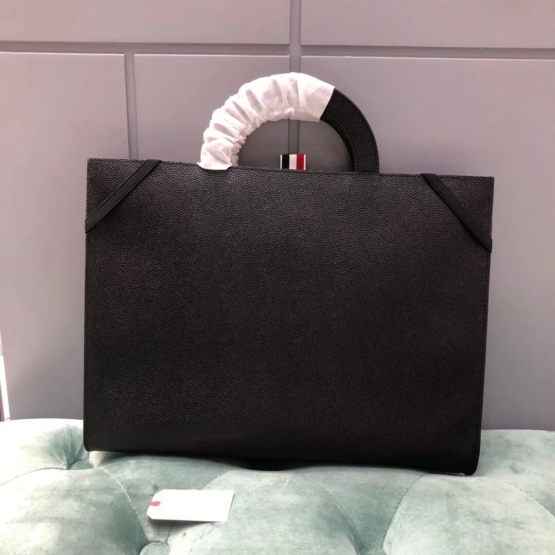 New TB Briefcases Fashion Brand England Style Black White Leather Tote Large Capacity High Quality Office Handbags