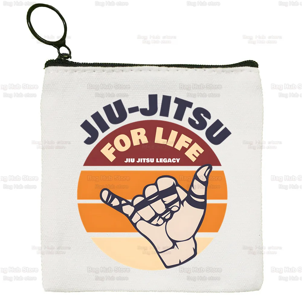 Jiu Jitsu Rashguard Murder Yoga Cute Mini Coin Purse Canvas Student Wallet Coin Case Zipper Hand Female Key Case