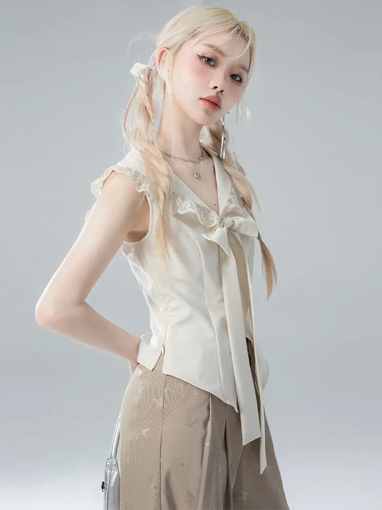 Корейская юбка без рукавов комплект из двух предметов модная блузка с