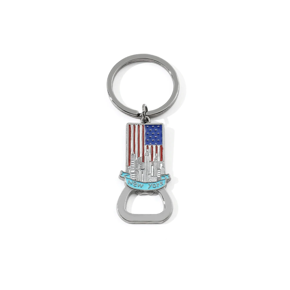 

Fashion USA National Flag Bottle Opener Keychain Cartoon Metal Keyring Trendy Jewelry Key Holder for Women Gifts Accessories