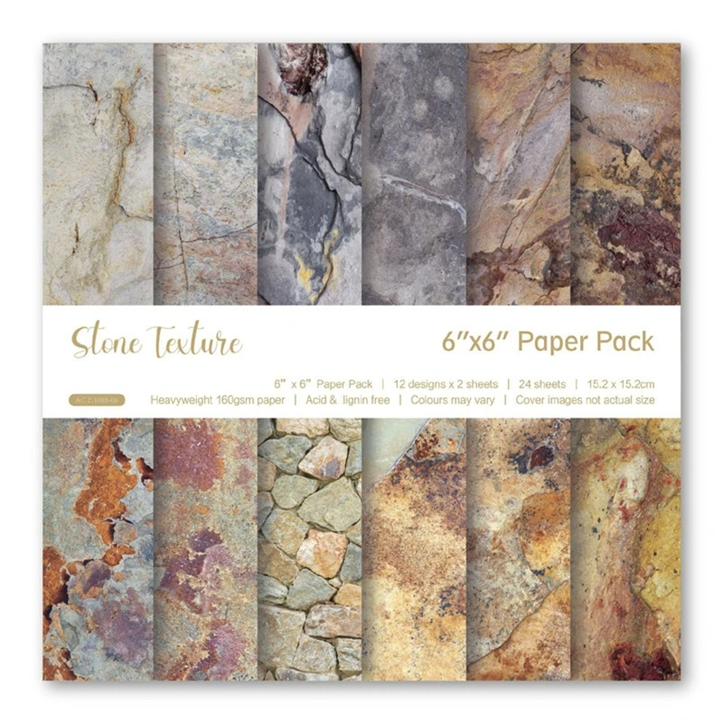

24x Retro Stone Texture Scrapbooking Paper Pad 6" Background Paper Pattern Paper