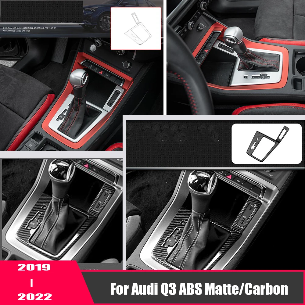 

For Audi Q3 2019 2020 2021 2022 Accessories ABS Matte/Carbon LHD Car gear shift knob frame panel Decoration Cover Trim Styling