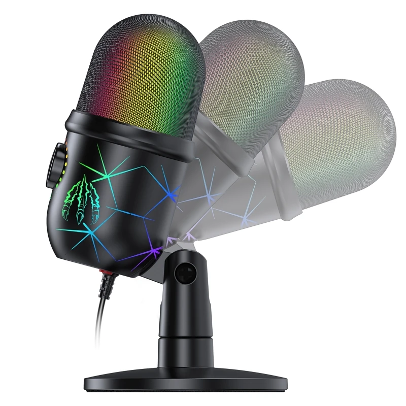 RGB USB Condenser Microphone Professional Vocals Streams Mic Recording Studio Micro For PC YouTube Video Gaming Computer