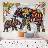 mural elephant 3d mural tapestry wall hanging bohemian hippie mandala psychedelic india aesthetic room home decor tapestries