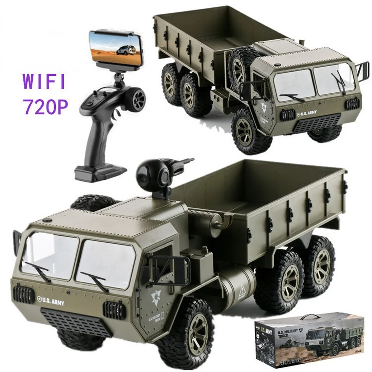 1/16 2 4G 6WD RC грузовики с Wi-Fi 720P камера со светодиодсветильник кой внедорожник 6x6
