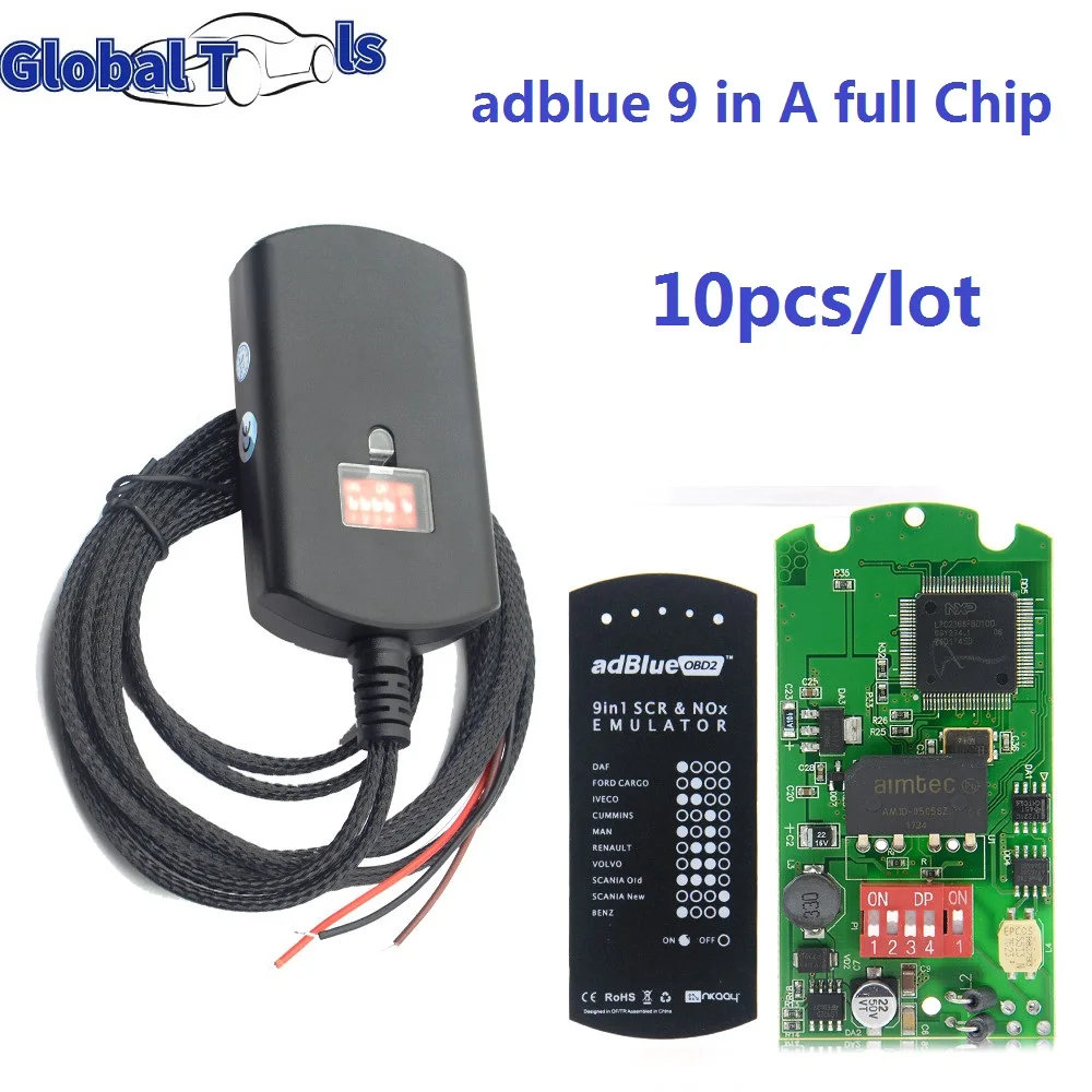

10 шт./лот OBD2 автомобильный Стайлинг Adblue 9 в 1 супер эмулятор 9 в 1 добавьте для Commins грузовик лучше, чем Adblue 8 в 1 для автомобильных аксессуаров