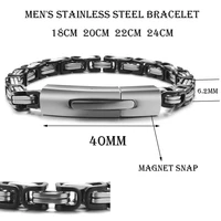 custom mens bracelet magnet personnalis%c3%a9 name coordinate black silver stainless steel square chain fathers day bracelets bangle