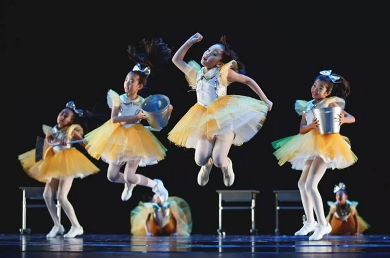 Детская одежда для бальных танцев платье-пачка современных с блестками желтый