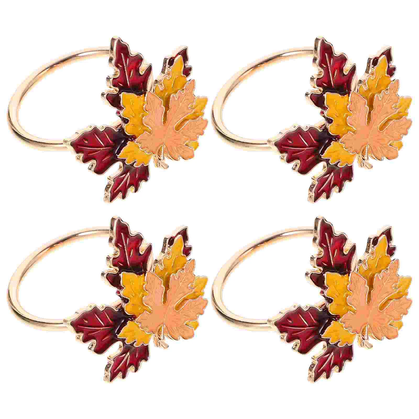 

4 Pcs Maple Leaf Napkin Rings Paper Holder Holders Tables Leaves Napkins Autumn Banquet Epoxy Thanksgiving Wedding Christmas