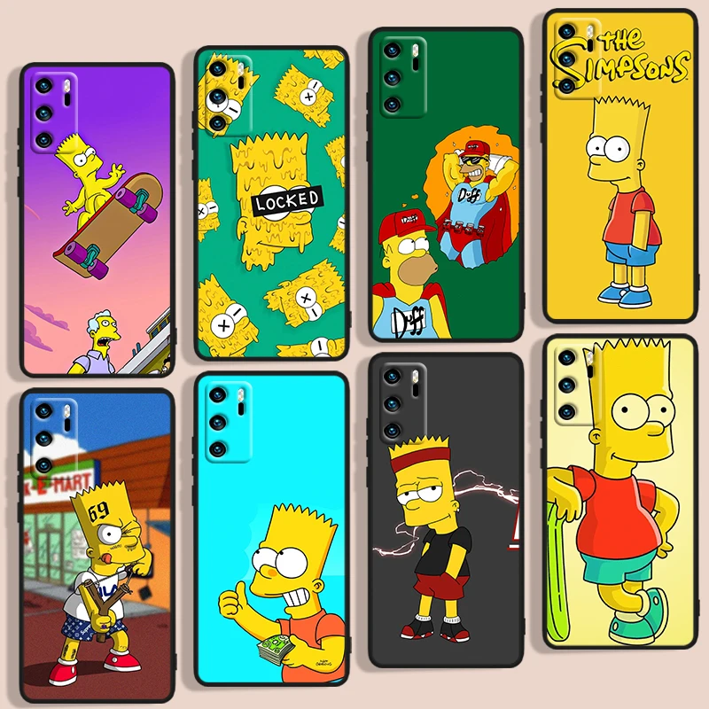 

Kids Disney The Simpsons Phone Case For Huawei P Smart Plus Z 2020 S 2021 Pro Nova 2i 3 3i 5 5T 7 7i 8 8i 9 9SE Black Silicone