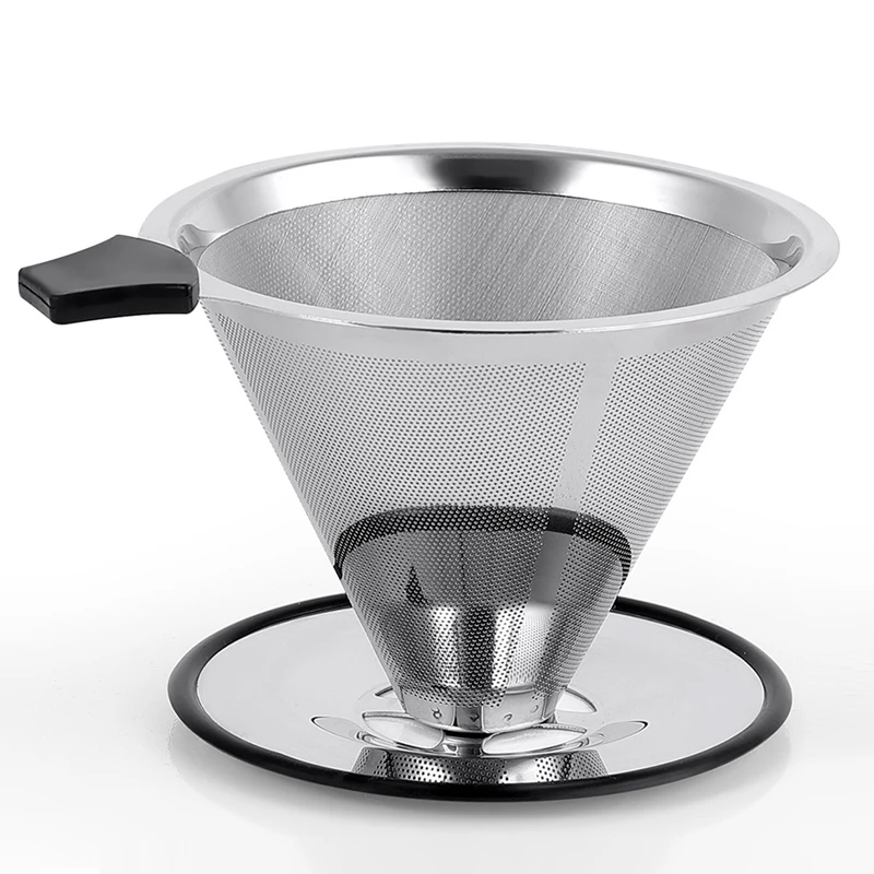 

1 PCS Stainless Steel Cone Coffee Dripper Slow Drip Coffee Filter Paperless And Reusable Ultra Fine Micromesh Filter