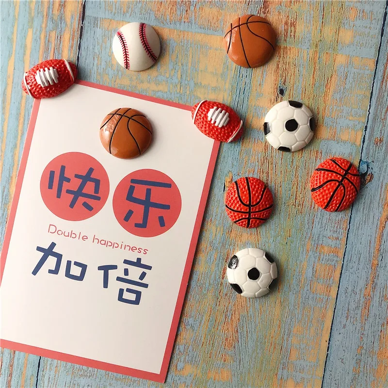 5 шт. мультяшный спортивный мяч Магнитная резиновая наклейка на холодильник