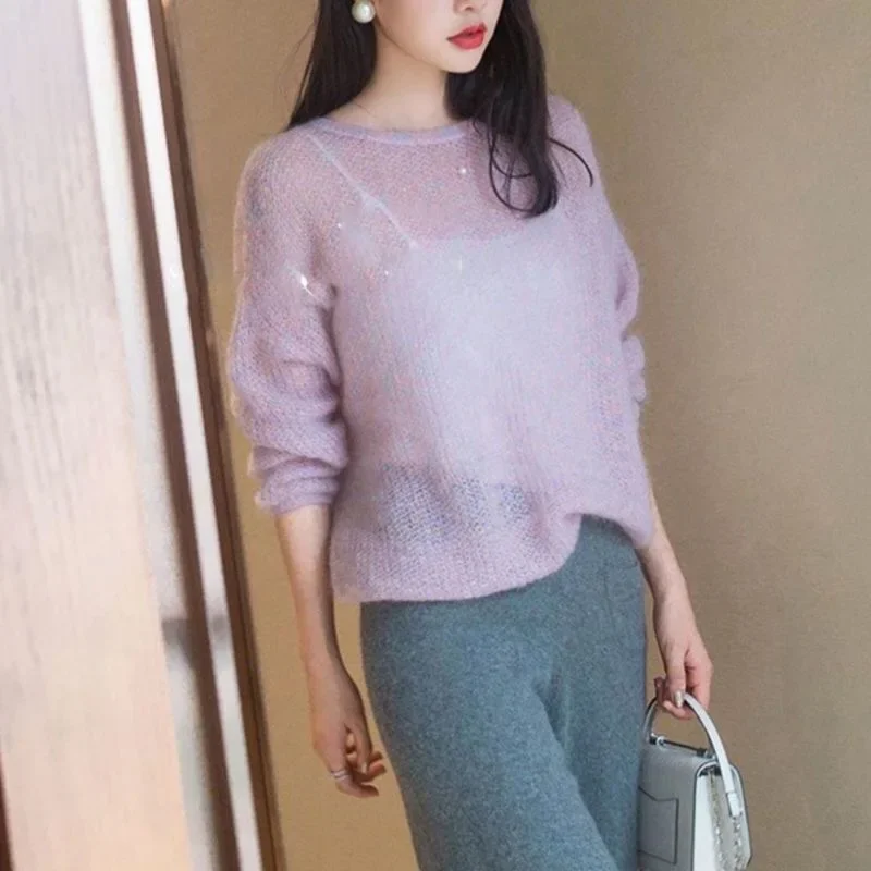 Свитер женский цветочная пряжа красочная нить сотовые сращивания свободный