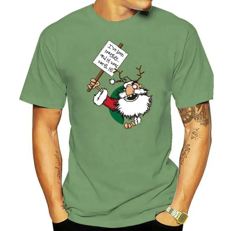 

Naughty Santa T Shirts Happy New Year Round Neck 100% Cotton Fabric Street T Shirt Normal Short Sleeve Tops T Shirt For Men