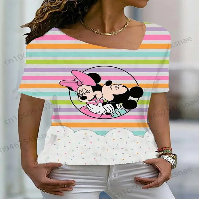 Disney  Y2k Mickey Tshirt Korean Fashion Top Womans Clothing Oversize Women's -shir T Shirts for Women Tops Short Sleeve Yk2