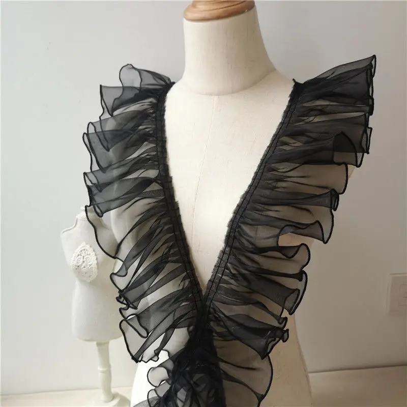 

10cm Luxury Tulle Lace Fabric 2 Layers Organza Ruffle Trim Ribbon Edge Dress Collar Applique DIY Sewing Fringe Decor