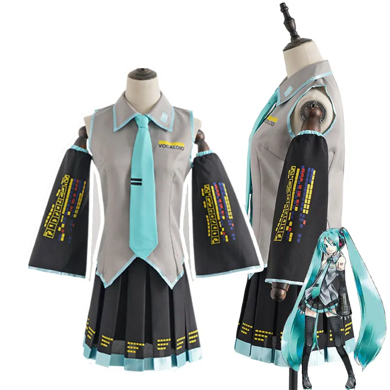 Vocaloid косплей костюм Япония средней длины платье для начинающих будущего парик