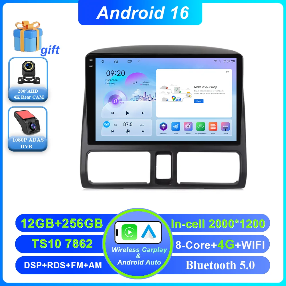 

Автомобиль Android 16 для Honda CR-V CRV 2 2001 2002 2003 2004 2005 2006, радио Carplay, стерео GPS-навигация, мультимедийный видеоплеер 4G