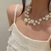 2022 summer new beaded pearl grape hyperbole fashion french necklace clavicle chain women gifts dating party
