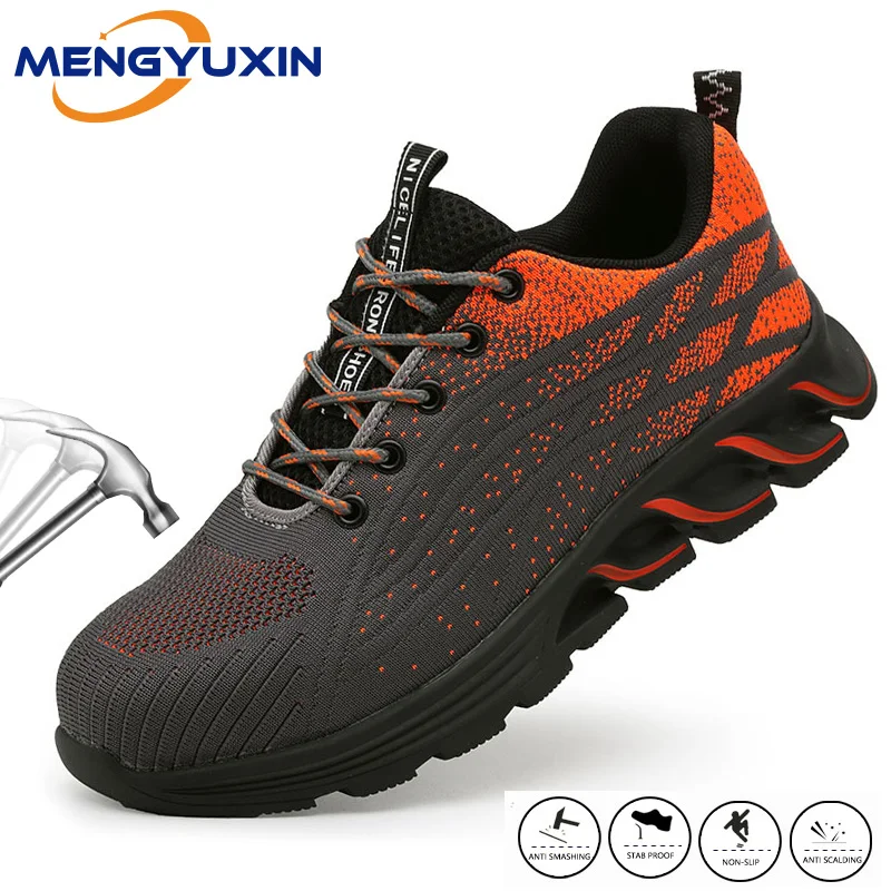 

2023 Men's Lightweight Safety Shoes Smash Proof Boots Ankle Shoes Stab Proof Protective Safety Shoes Work Boots Sneakers