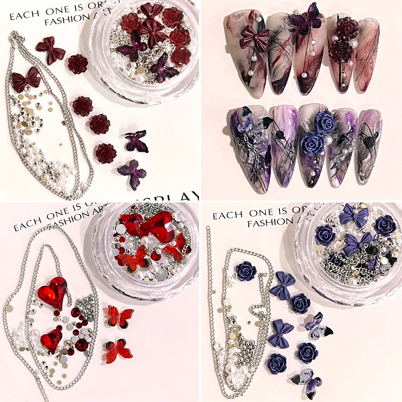 

1 коробка, украшение для маникюра в виде бабочки-камелии