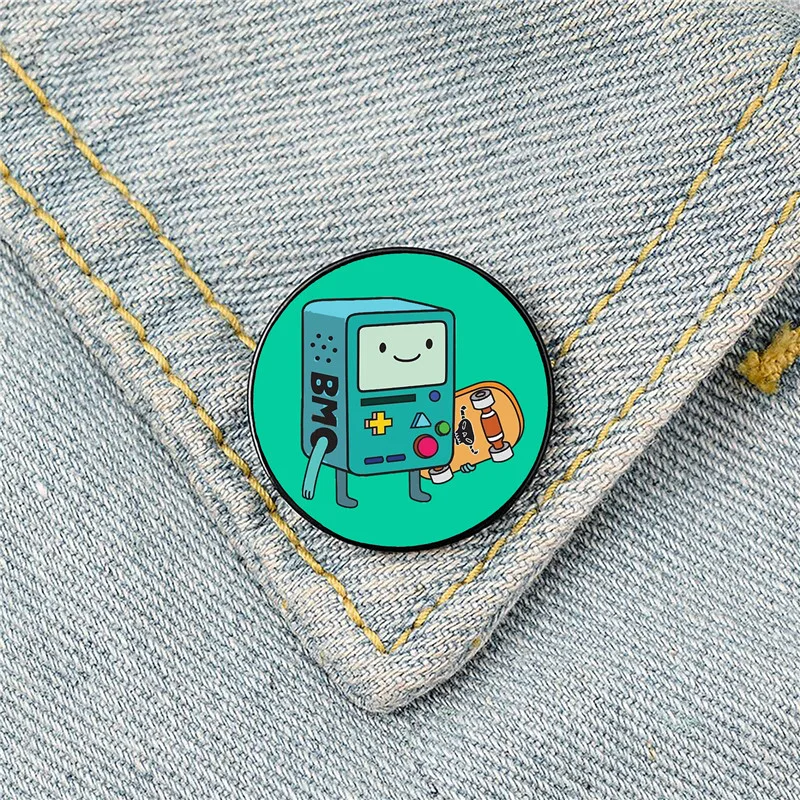 

BMO Game console Printed Pin Custom Funny Brooches Shirt Lapel Bag Cute Badge Cartoon enamel pins for Lover Girl Friends