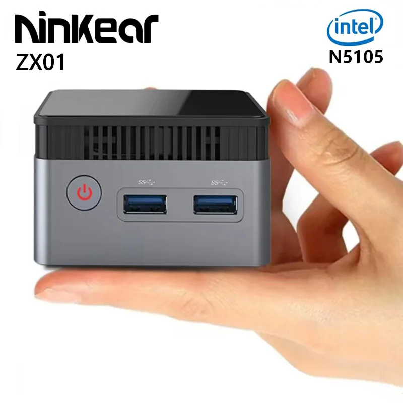 NInkear ZX01 Portable Pocket Mini PC Intel N5105 Windows 11 Computer 2.9GHZ DDR4 8GB 1TB SSD Lan Port WIFI5 BT4.2 Desktop Gamer