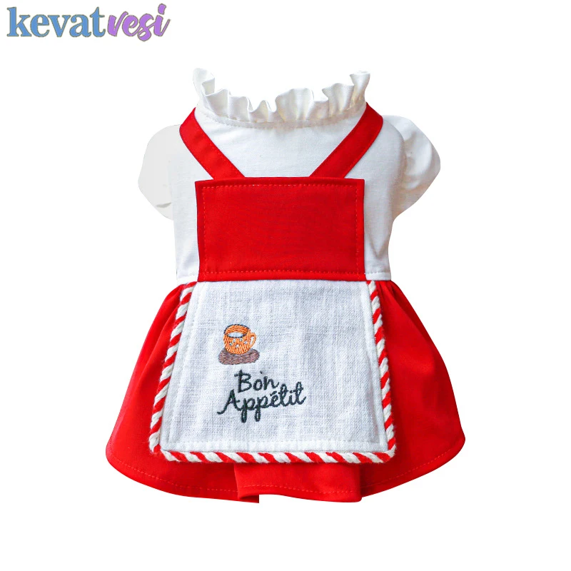 

Dog Dress French Red Skirt For Small Cats Dogs Two-Legged Cute Girl Puppy Clothing Pets Spring/Summer Clothe Outfit Pet Supplies
