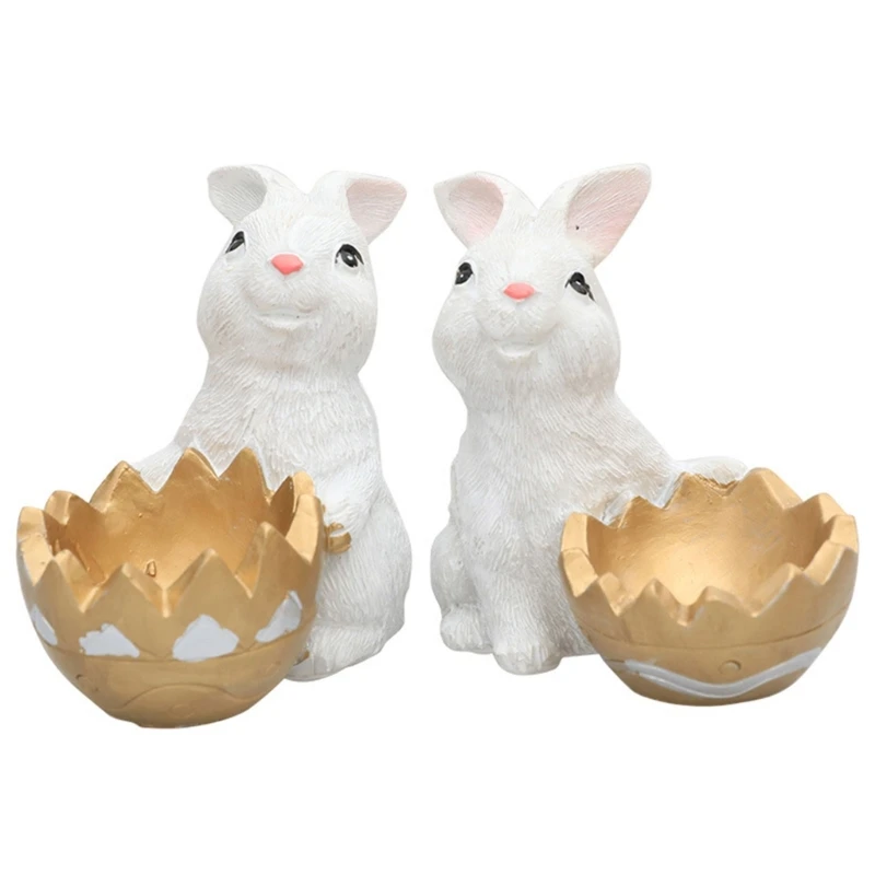 

2pcs Cute Rabbit Easter Figurine Micro Landscape Home Decorations Garden Statue Ornaments Spring Party Holiday Gift Dropship