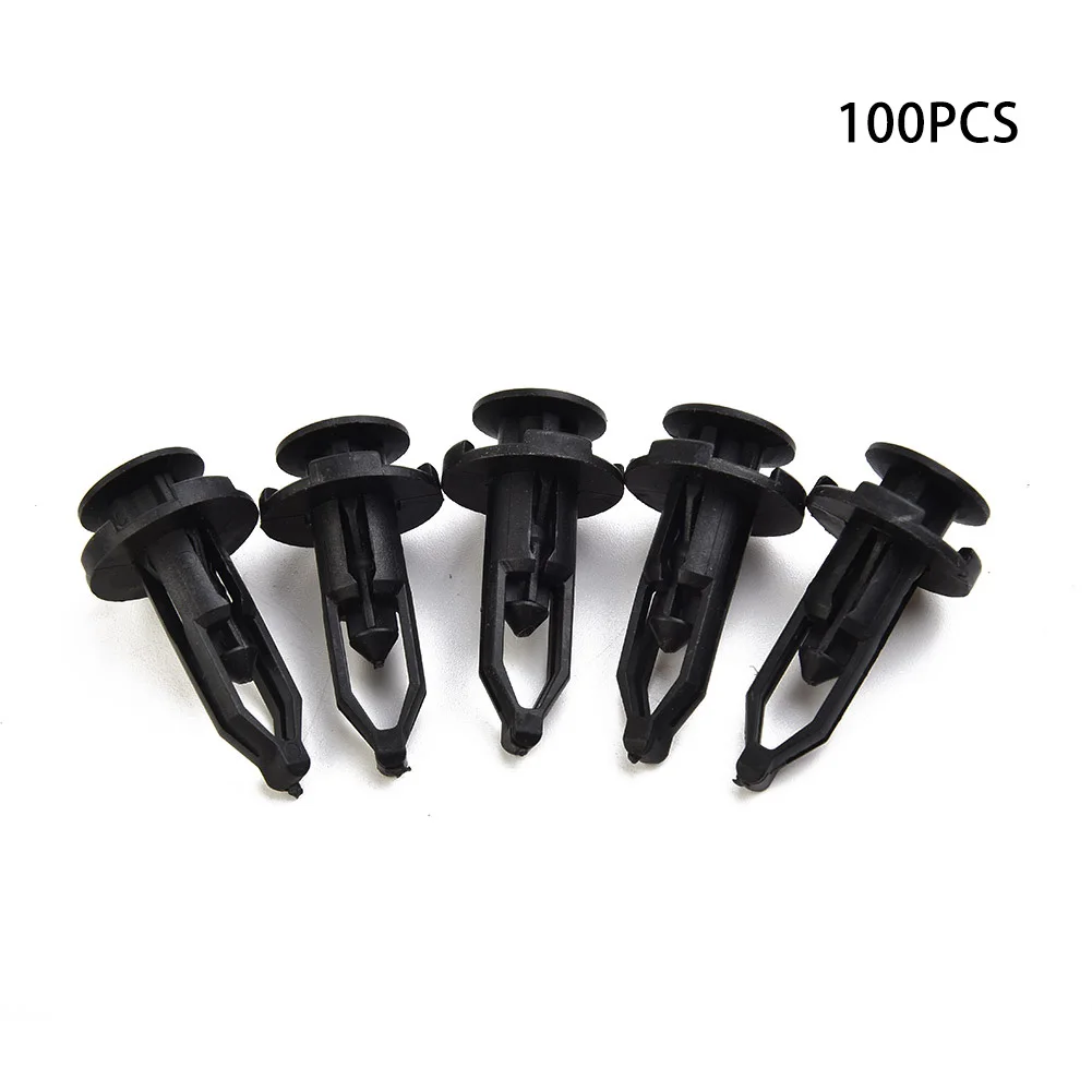 

Black 9mm Car Bumper Rear Cover Plastic Fixed Clip Push-Type Clamp Fasteners For Toyota 52161-16010 100pcs Auto Fastener Clips