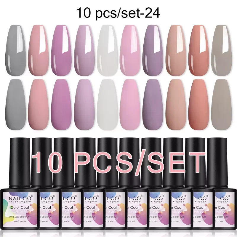 

NEW2022 10pcs/Set Gel Nail Polish Kit 130 Fashion Color Semi Permanent UV Gellak Varnish Soak Off LED Nail Lacquer Base Top Coa