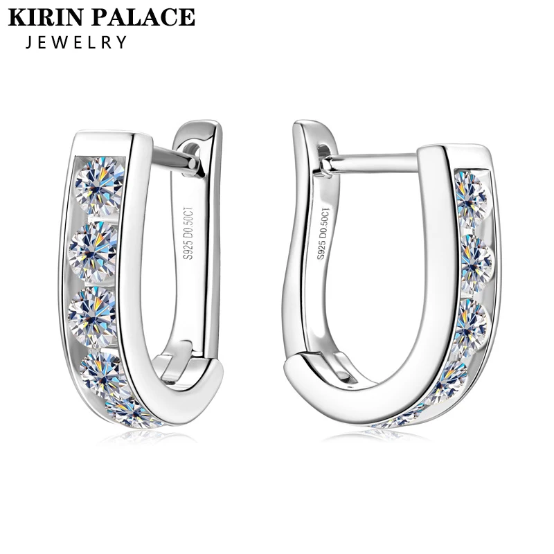 

Kirin Palace 925 Sterling Silver Jewelry 3mm Full D Color Moissanite Hoop Earrings for Women Girls Engagement Gift Free Shipping