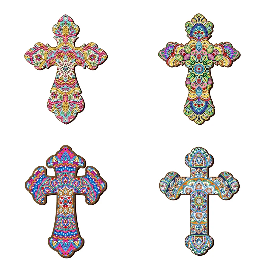 

Cross Wood Hanging Sign Plaque DIY Diamond Painting Wooden Hanging Ornament Diamond Embroidery Cross Stitch Kit Home Wall Decor