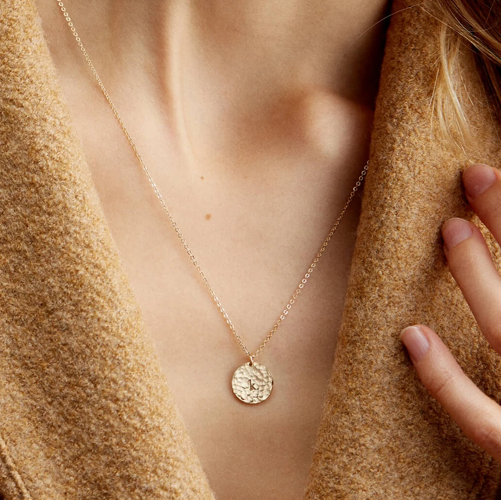 

Gold Filled Hammered Coins Necklace Handmade Disk Choker 13mm Pendants Best Friend Collier Femme Collares Jewelry Boho Necklce