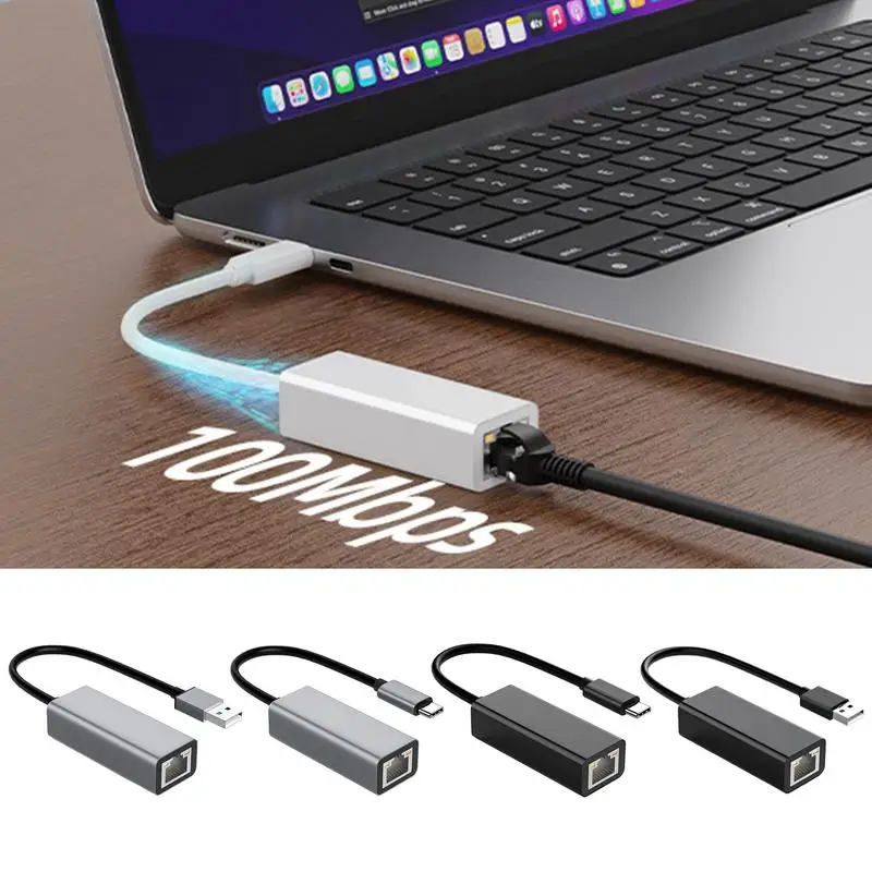 Фото Адаптер USB Type C Ethernet Сетевая карта USB Type-C к RJ45 100 Мбит/с Lan Интернет-кабель для MacBook PC Windows XP 7 8 10 LUX №2