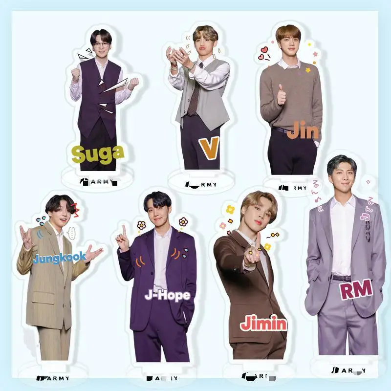 

KPOP Bangtan Boys New Acrylic Action Doll Model Desk Decoration Ornament Gift JIMIN SUGA JIN JK RM V fan collection