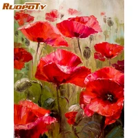 ruopoty 60x75cm frame picture by numbers kit for adults children red flowers landscape oil painting by number home artworks