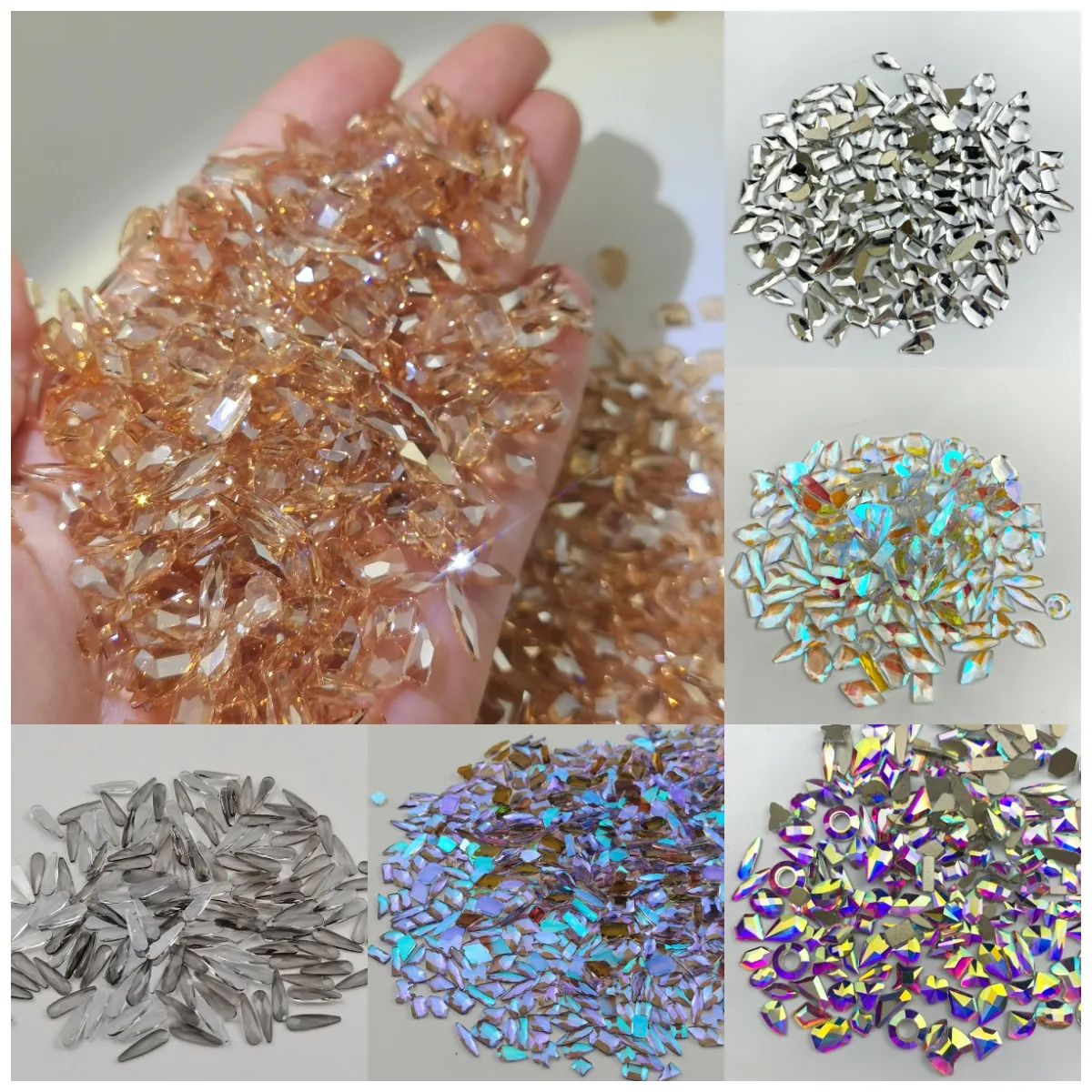 

Mixed 100pcs Crystal AB Nail Art Rhinestones Flatback Strass Shiny Glass Nail Stones Gems For 3D Nails DIY Manicure Decorations