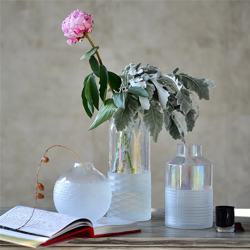 

Современная светильник Роскошная прозрачная стеклянная ваза, украшения, американские креативные перламутровые стеклянные цветы ручной ра...
