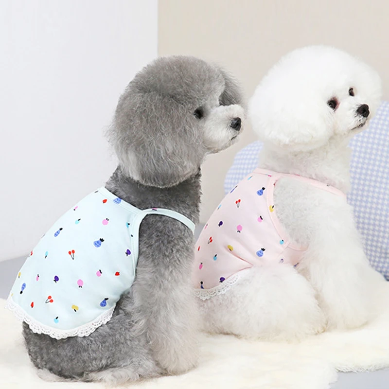 

Pet Summer Clothes T-Shirts Dessert Print Dog Vest Casual Sweet Cute Dog Camisole Breathable Skin-friendly Cat Vest Pet Supplies