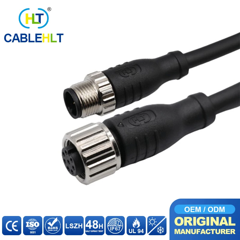 M12 D-код промышленный водонепроницаемый IP68 разъем 4-жильный прямая головка с