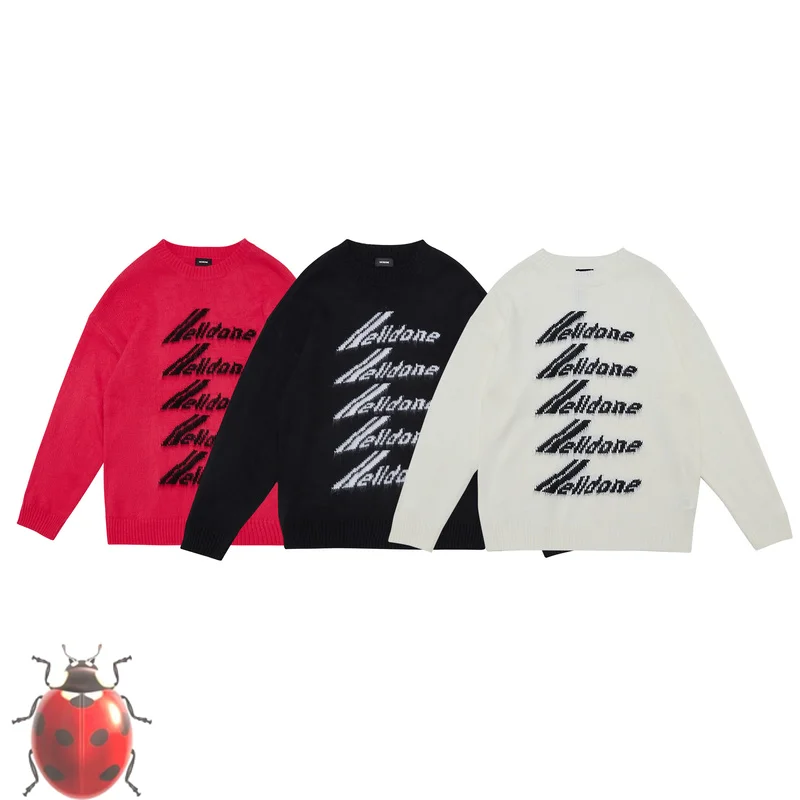 2022 We11done Sweater Five Bar WE11DONE Letters Logo Wool Knitt Sweater Winter Pullover