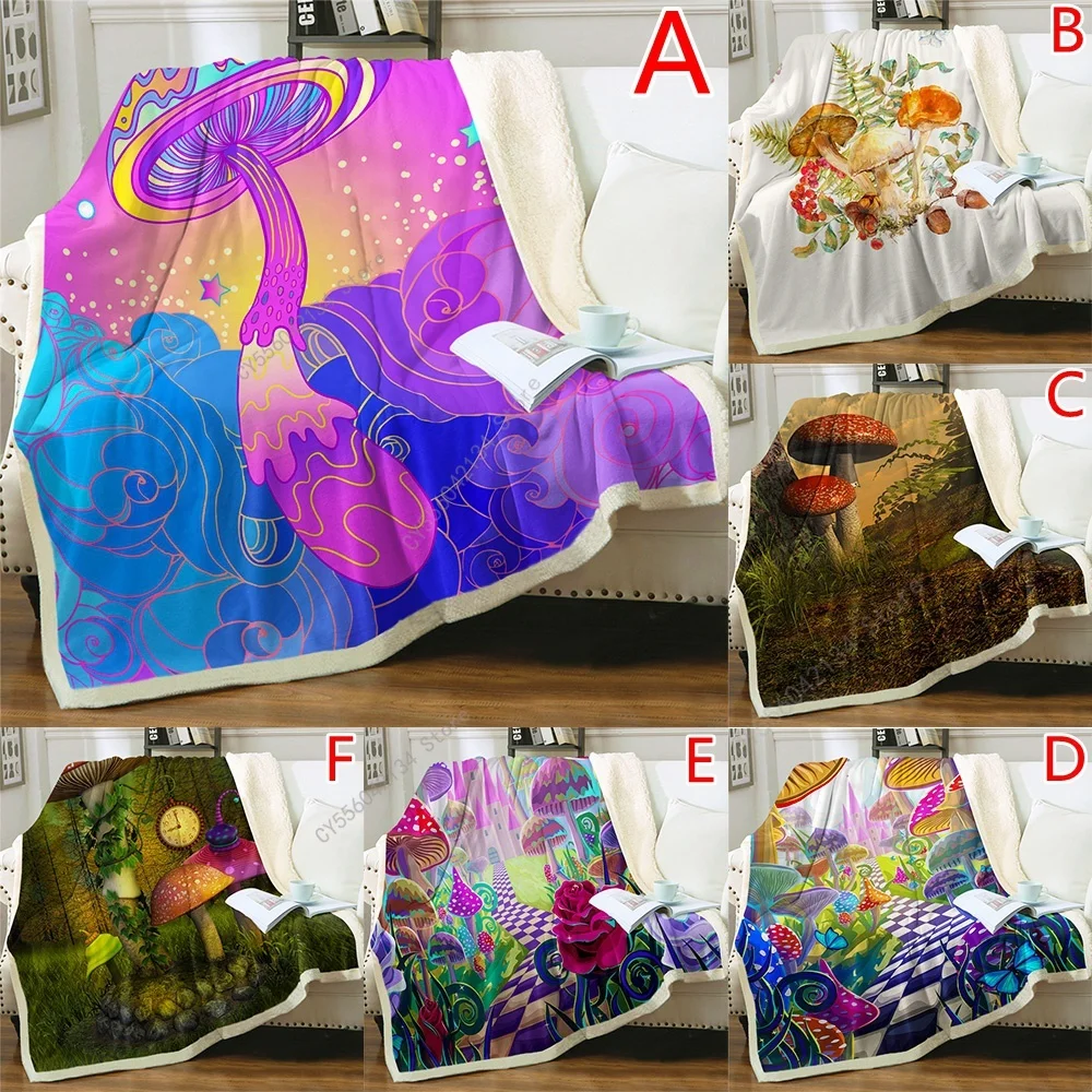 

Psychedelic Mushrooms Throw Blanket Plush Fluffy Soft Blanket for Bedding Sofa